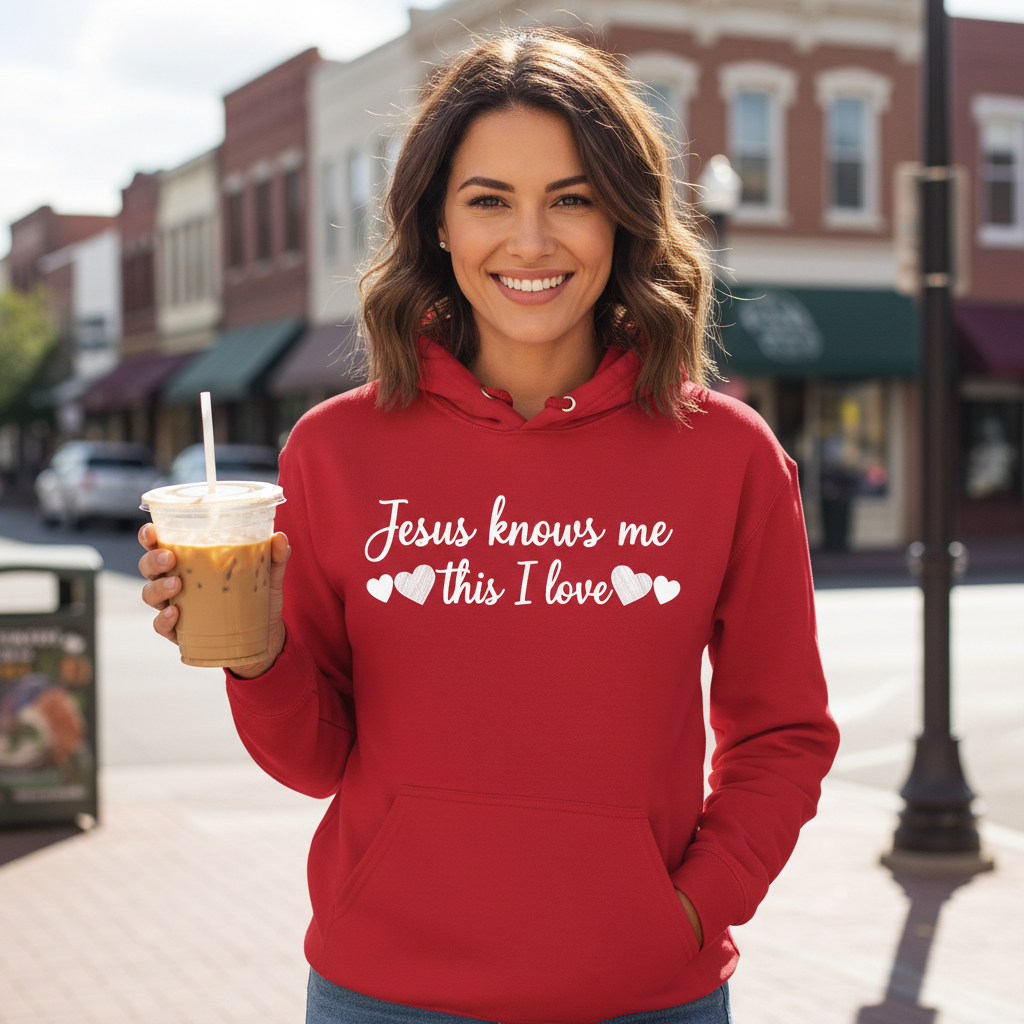 JESUS KNOWS ME THIS I LOVE - MEDIUM-HEAVY WEIGHT HOODIE