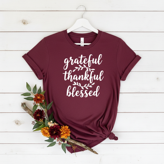 GRATEFUL THANKFUL BLESSED - PREMIUM T-SHIRT