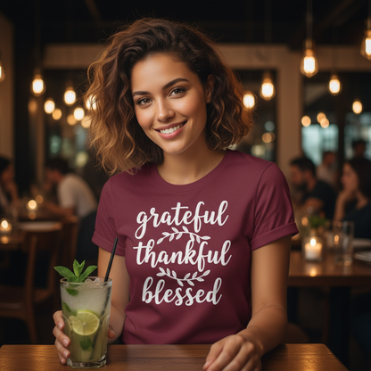 GRATEFUL THANKFUL BLESSED - PREMIUM T-SHIRT