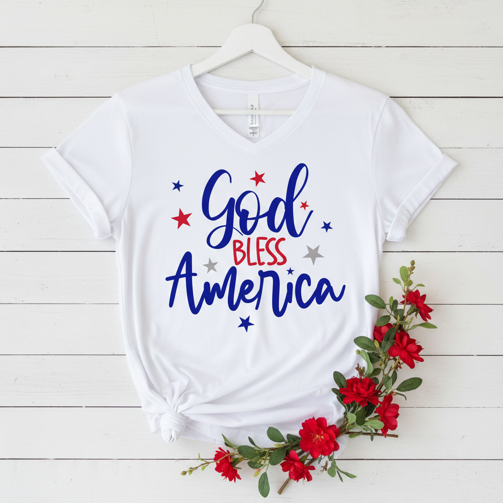 GOD BLESS AMERICA - V-NECK PREMIUM T-SHIRT