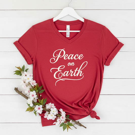 PEACE ON EARTH - V-NECK PREMIUM T-SHIRT
