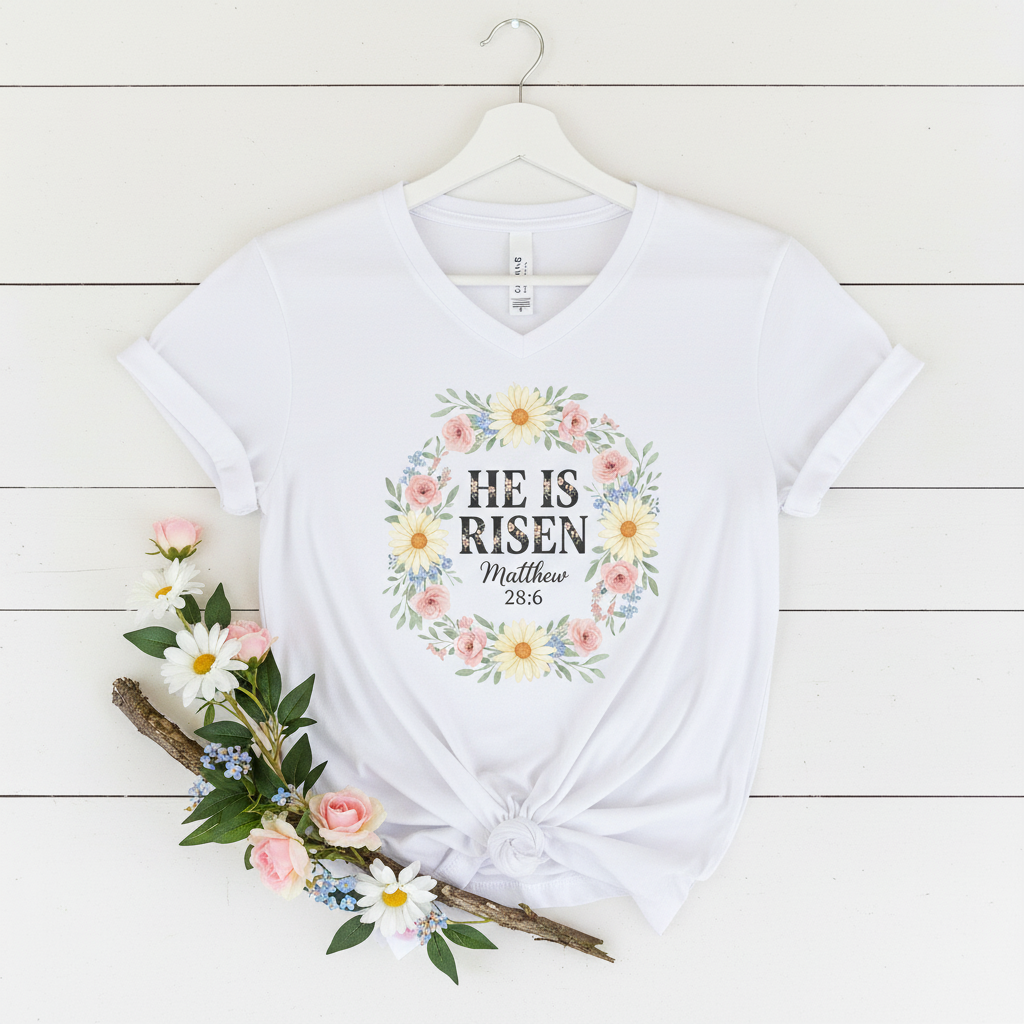 HE IS RISEN - V-NECK PREMIUM T-SHIRT