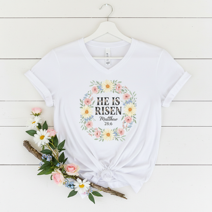 HE IS RISEN - V-NECK PREMIUM T-SHIRT