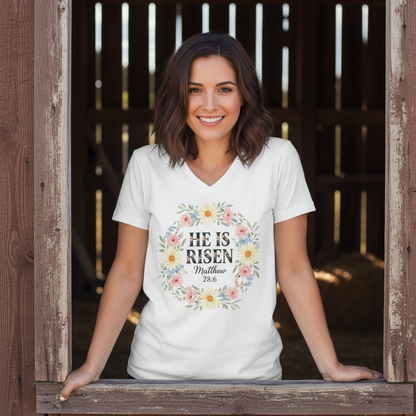 HE IS RISEN - V-NECK PREMIUM T-SHIRT