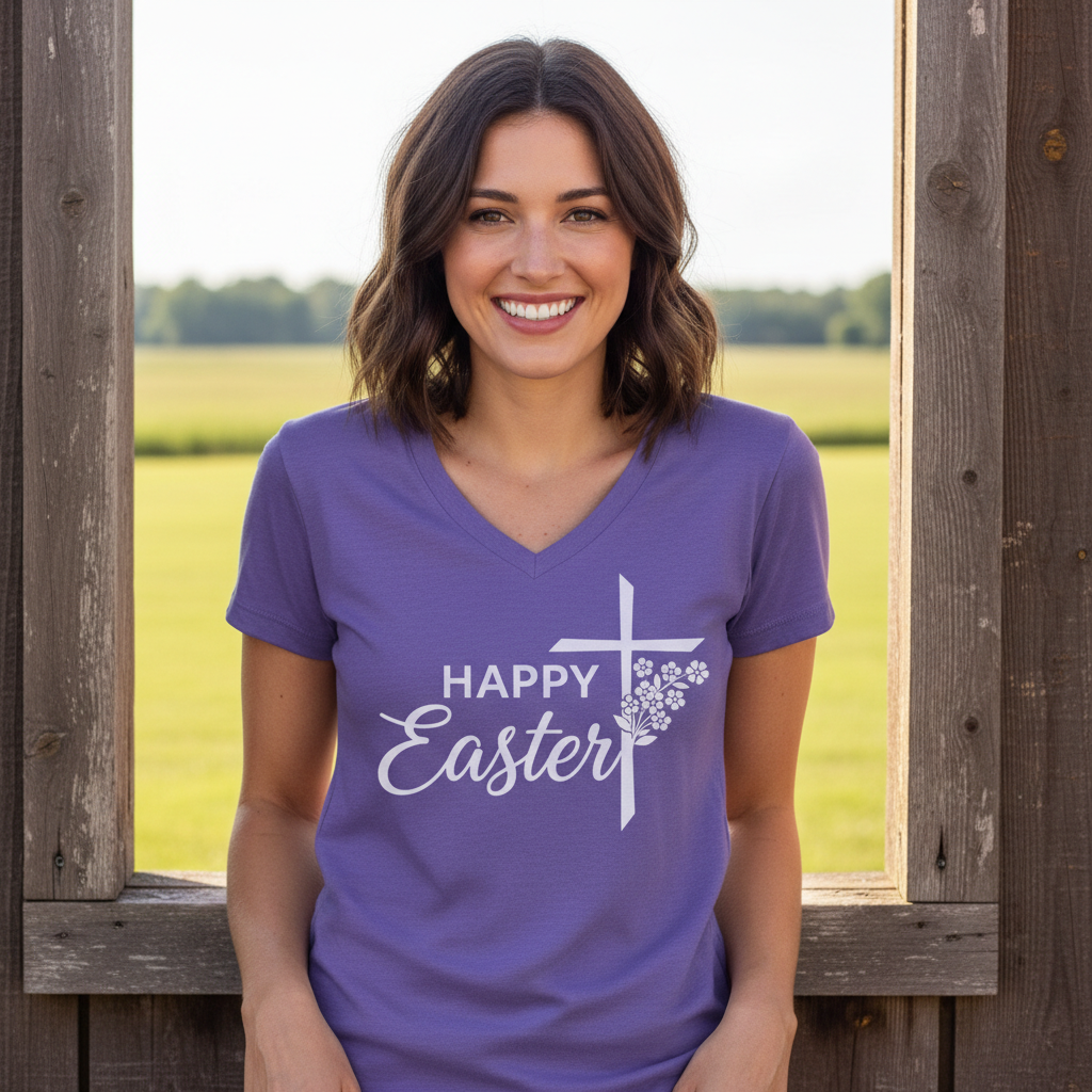 HAPPY EASTER - V-NECK PREMIUM T-SHIRT
