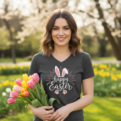 HAPPY EASTER BUNNY - V-NECK PREMIUM T-SHIRT