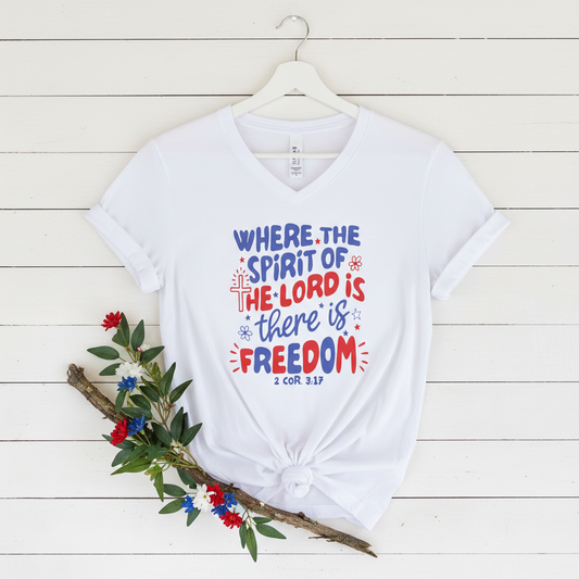 WHERE THE SPIRIT OF THE LORD IS - V-NECK PREMIUM T-SHIRT
