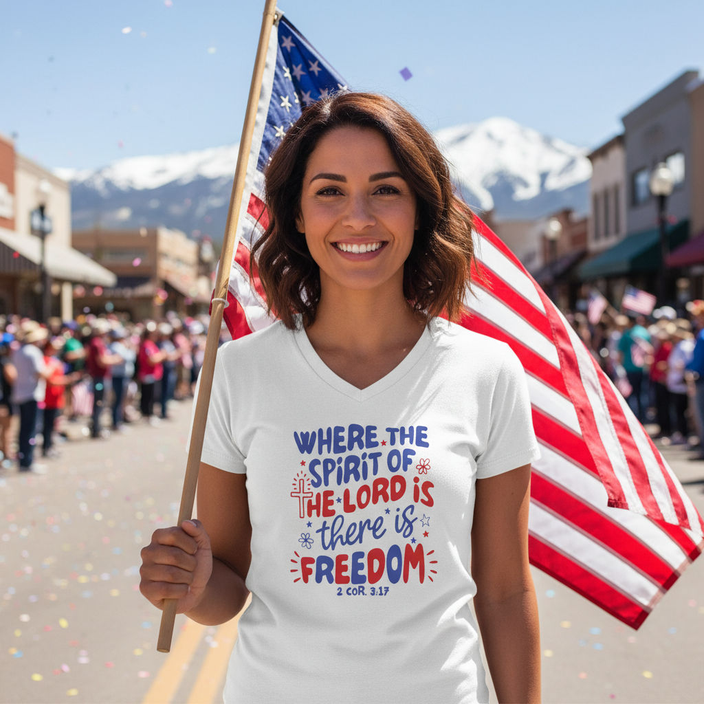 WHERE THE SPIRIT OF THE LORD IS - V-NECK PREMIUM T-SHIRT