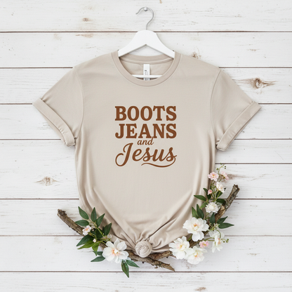BOOT JEANS AND JESUS - PREMIUM T-SHIRT