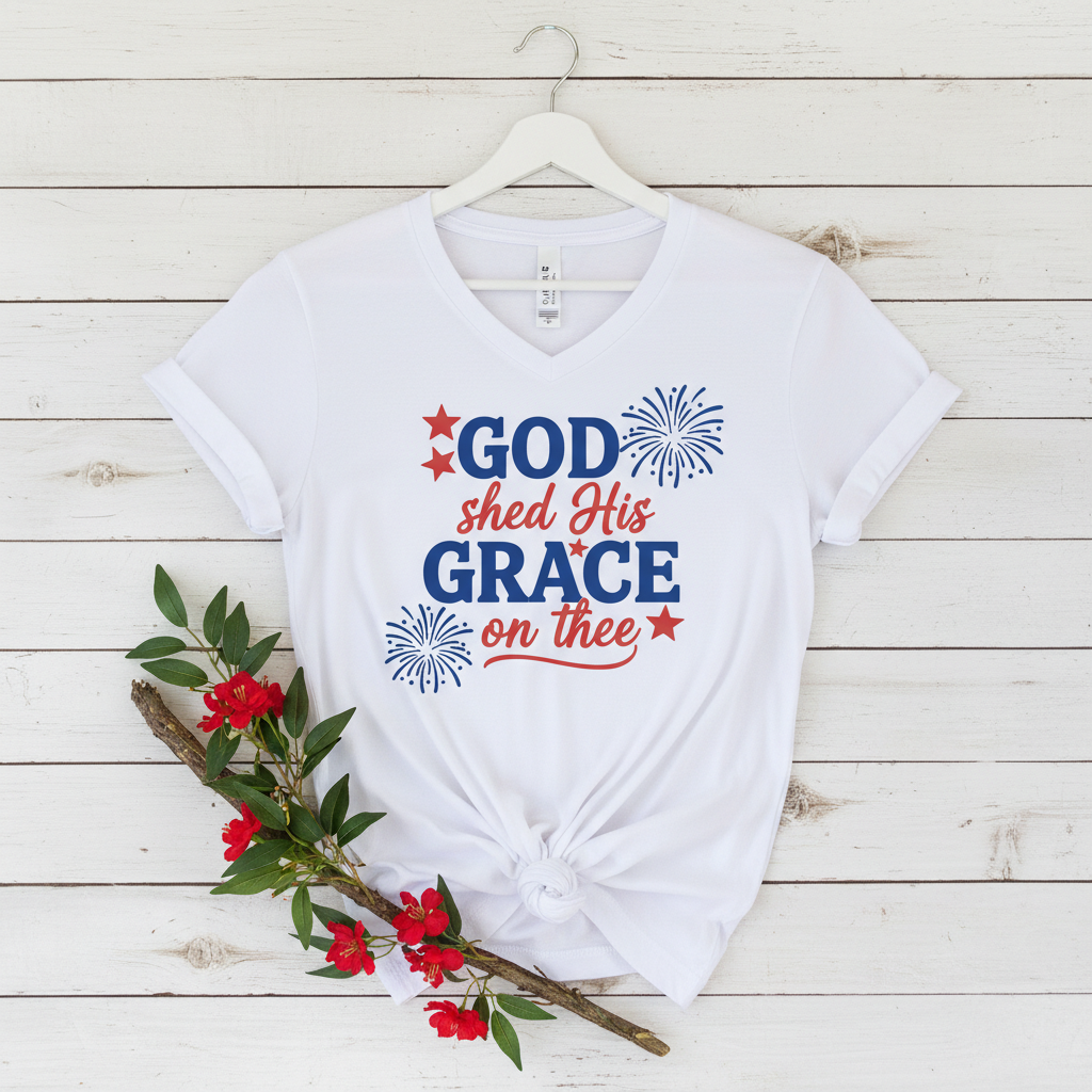 GOD SHED HIS GRACE ON THEE - V-NECK PREMIUM T-SHIRT