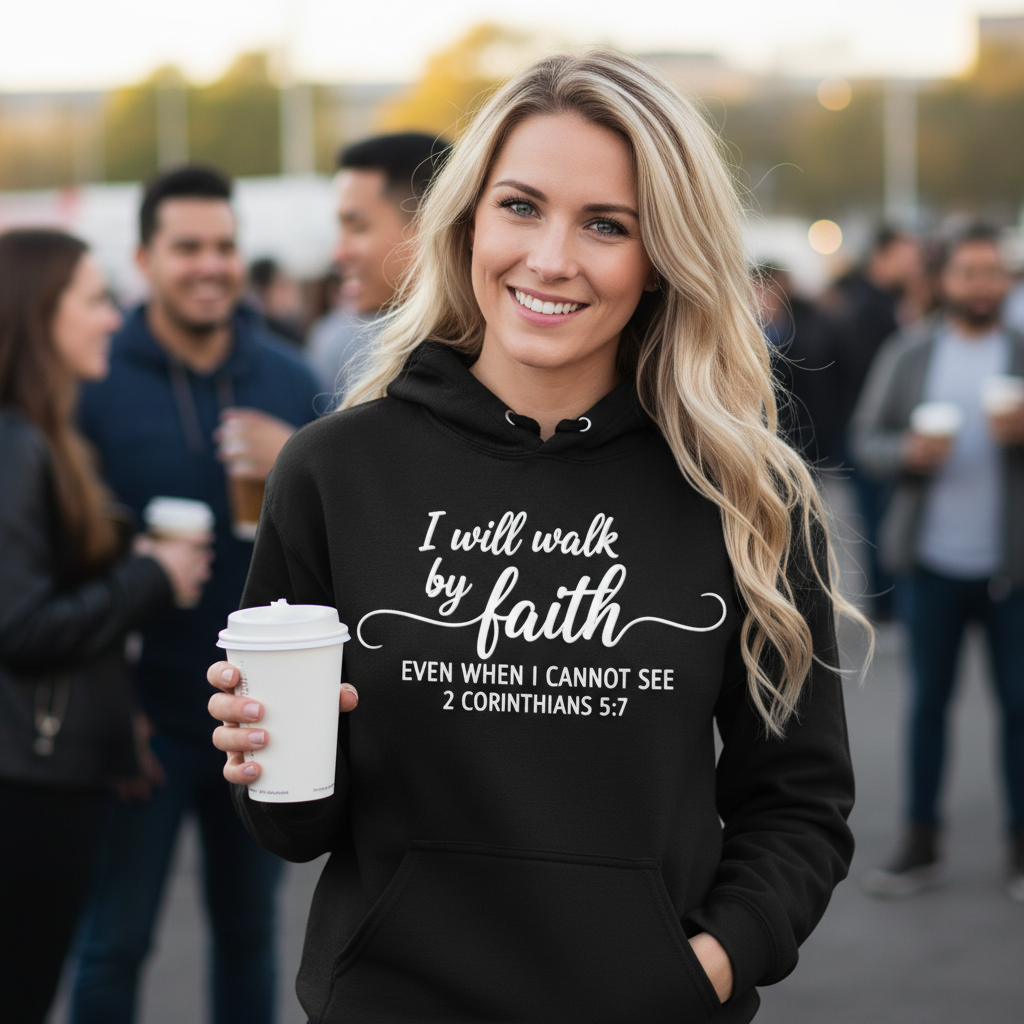 I WILL WALK BY FAITH - MEDIUM-HEAVY WEIGHT HOODIE