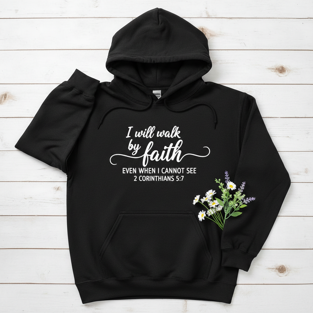 I WILL WALK BY FAITH - MEDIUM-HEAVY WEIGHT HOODIE