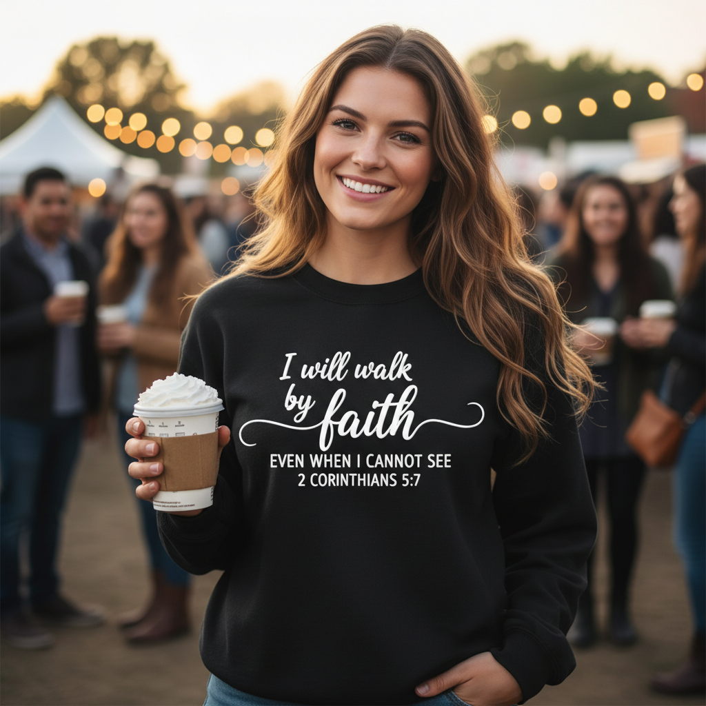 I WILL WALK BY FAITH - MEDIUM-HEAVY WEIGHT SWEATSHIRT