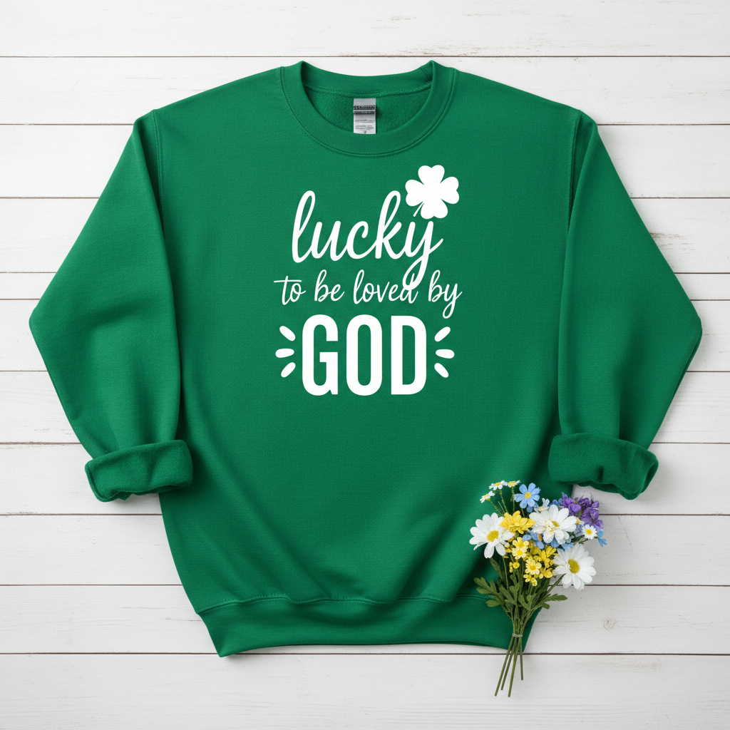 LUCKY TO BE LOVED BY GOD - MEDIUM-HEAVY WEIGHT SWEATSHIRT