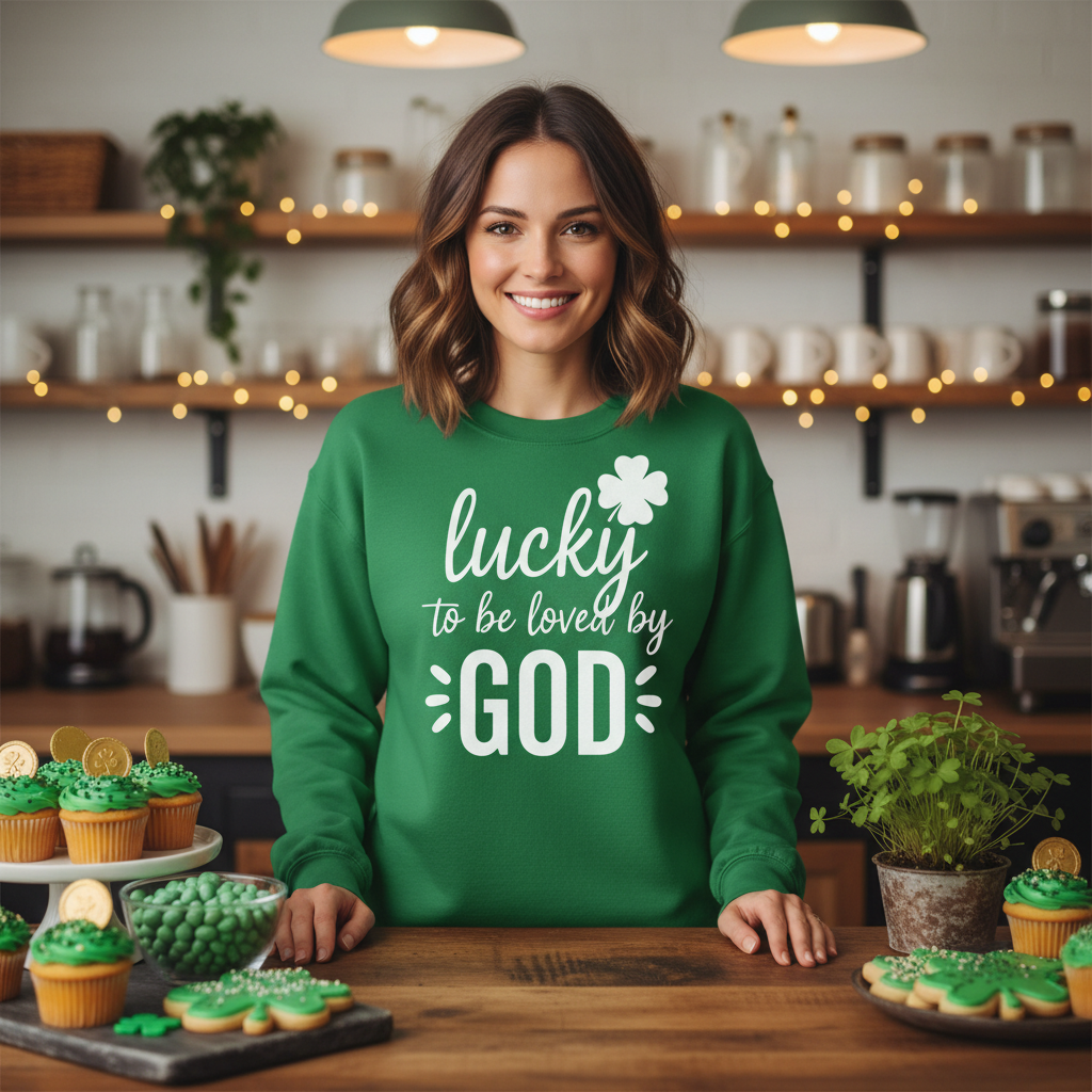 LUCKY TO BE LOVED BY GOD - MEDIUM-HEAVY WEIGHT SWEATSHIRT