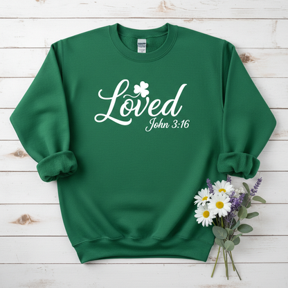 LOVED JOHN 3:16 ST PATRICKS DAY - MEDIUM-HEAVY WEIGHT SWEATSHIRT