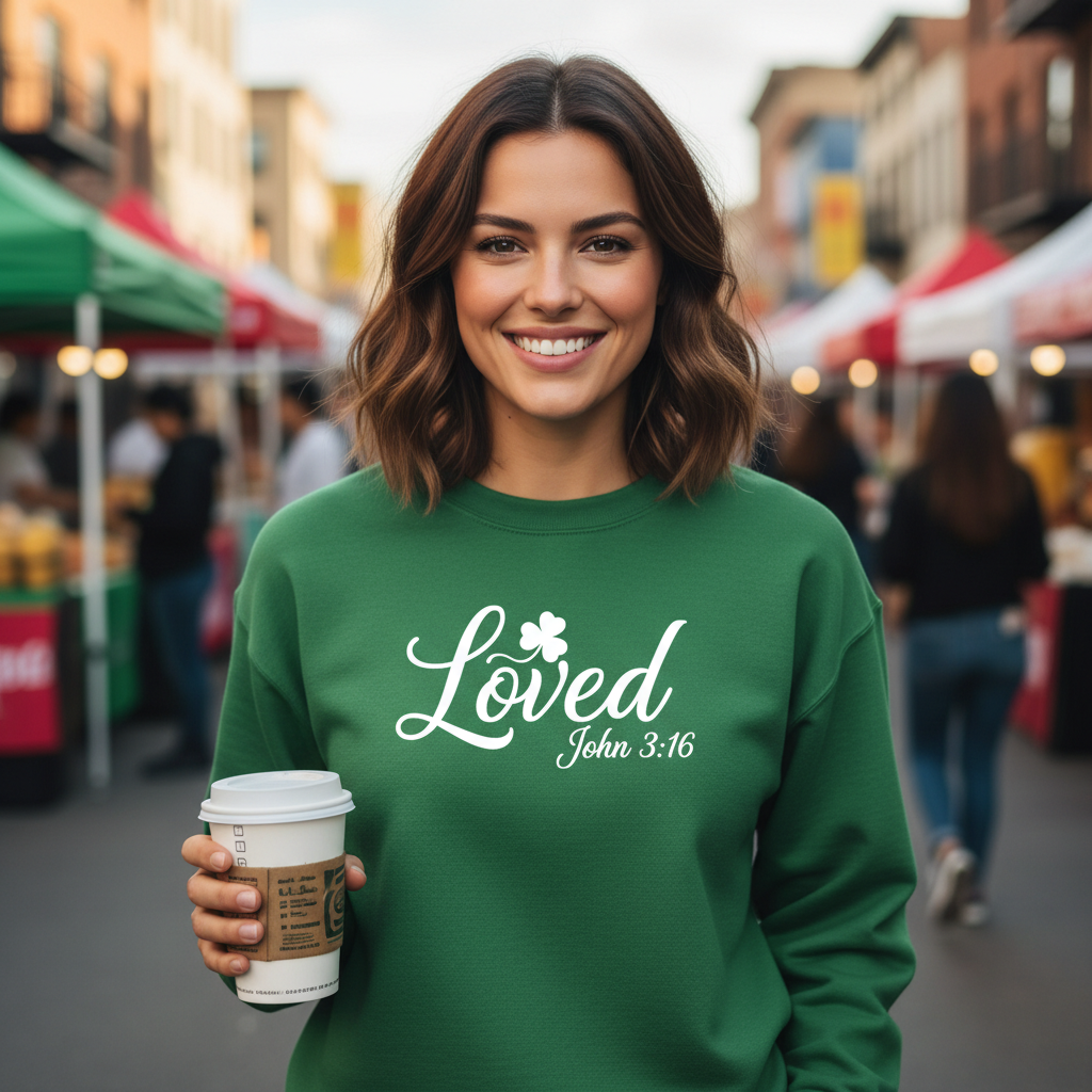 LOVED JOHN 3:16 ST PATRICKS DAY - MEDIUM-HEAVY WEIGHT SWEATSHIRT