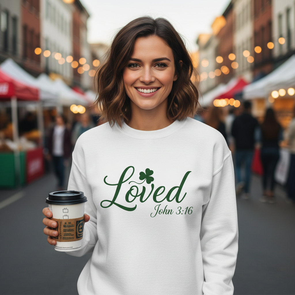 LOVED JOHN 3:16 ST PATRICKS DAY - MEDIUM-HEAVY WEIGHT SWEATSHIRT
