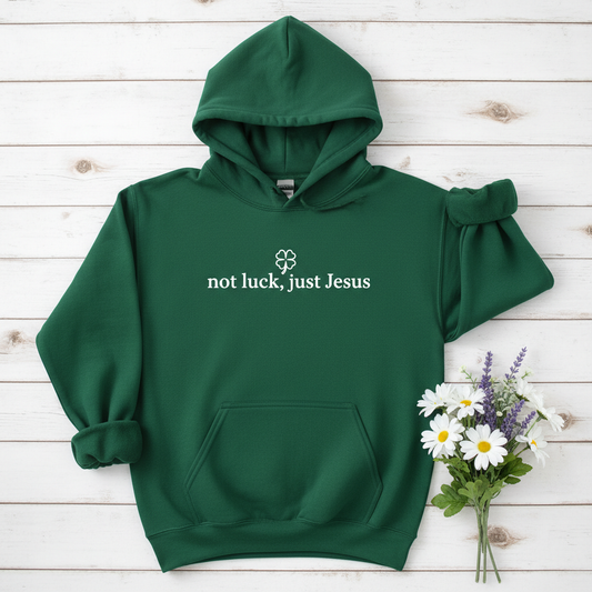 NOT LUCK JUST JESUS - MEDIUM-HEAVY WEIGHT HOODIE