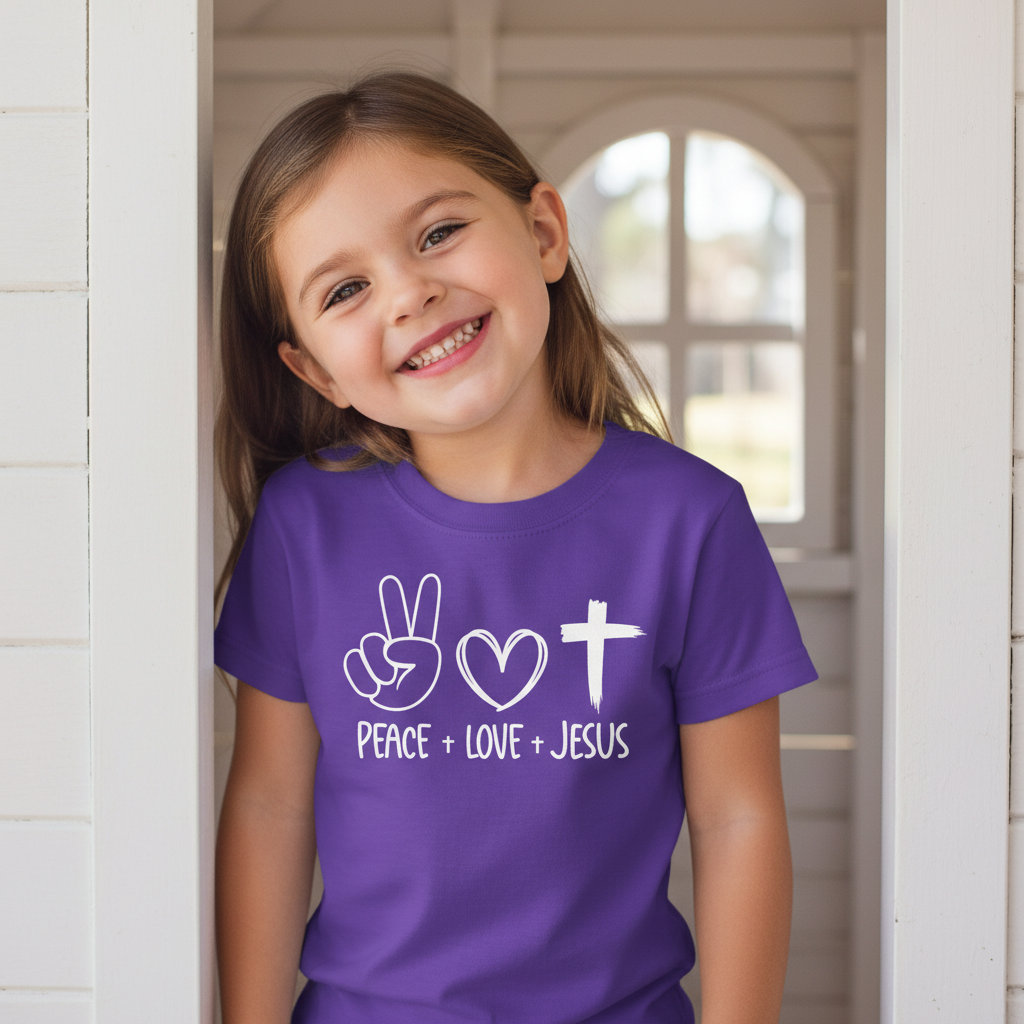 PEACE LOVE JESUS - YOUTH PREMIUM T-SHIRT