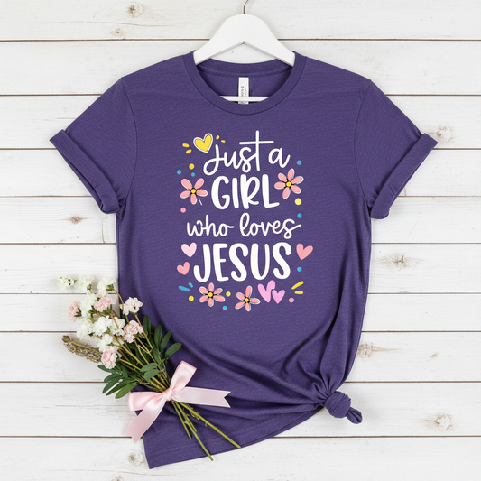 JUST A GIRL WHO LOVES JESUS - YOUTH PREMIUM T-SHIRT