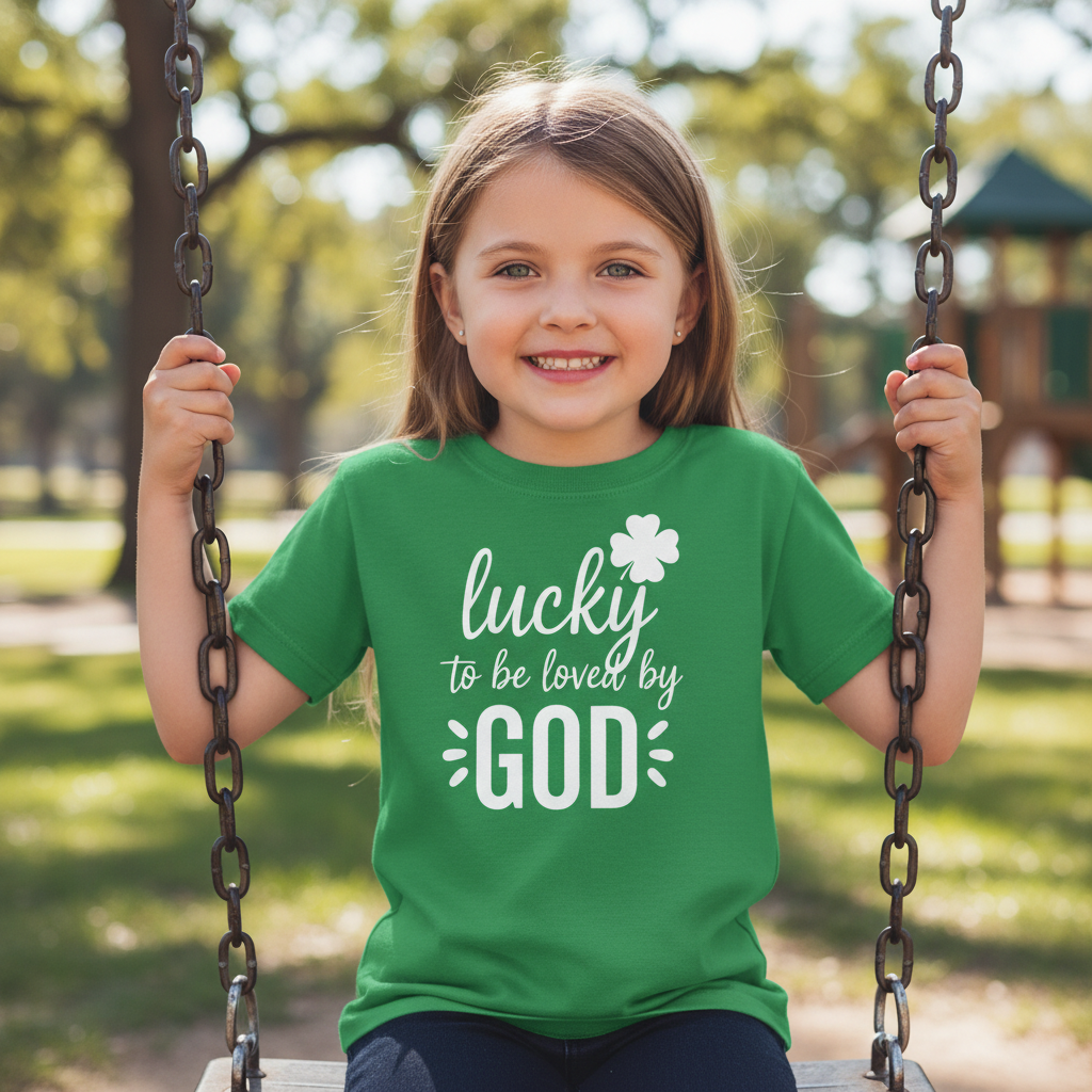 LUCKY TO BE LOVED BY GOD - YOUTH PREMIUM T-SHIRT