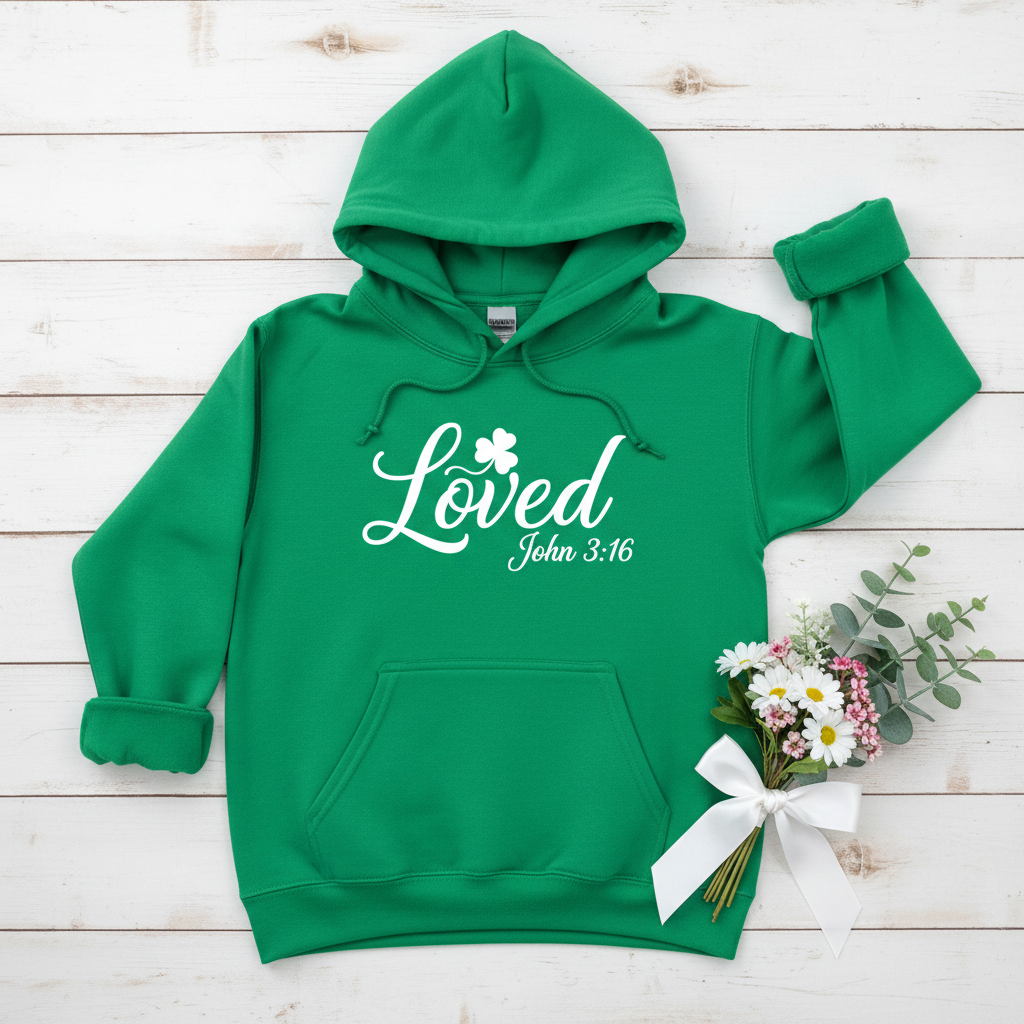 LOVED JOHN 3:16 - YOUTH MEDIUM-HEAVY WEIGHT HOODIE
