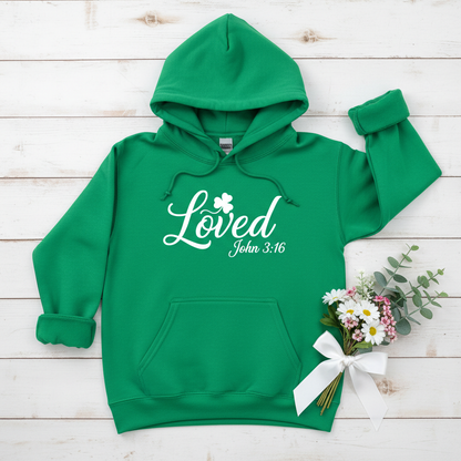 LOVED JOHN 3:16 - YOUTH MEDIUM-HEAVY WEIGHT HOODIE