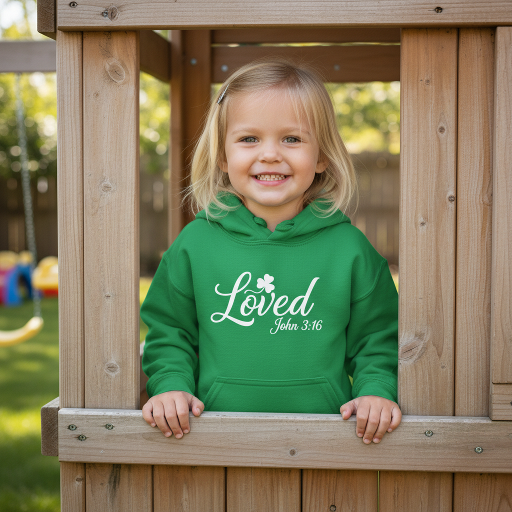 LOVED JOHN 3:16 - YOUTH MEDIUM-HEAVY WEIGHT HOODIE
