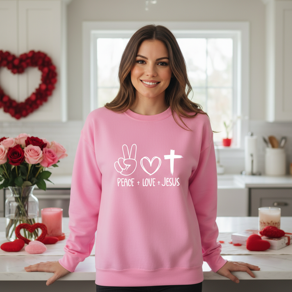 PEACE LOVE JESUS - MEDIUM-HEAVY WEIGHT SWEATSHIRT