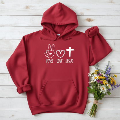 PEACE LOVE JESUS - MEDIUM-HEAVY WEIGHT HOODIE