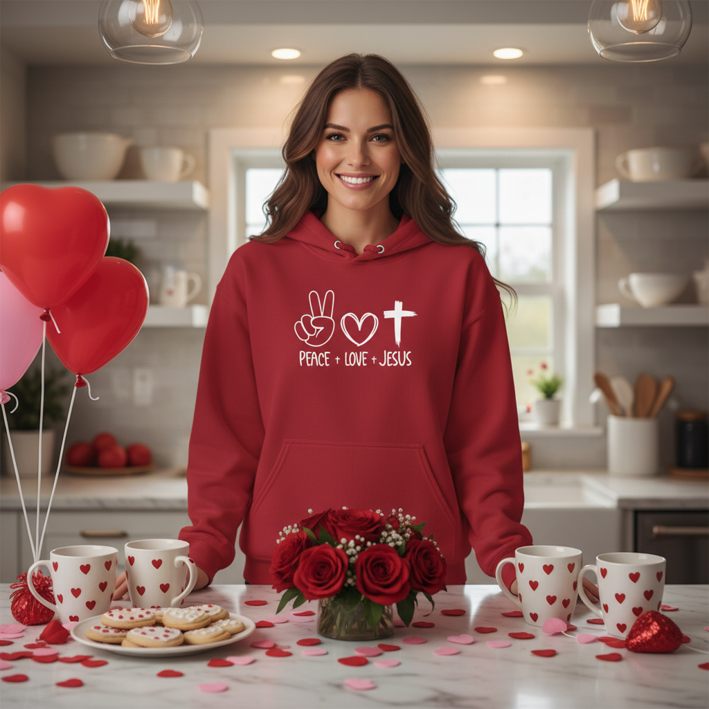 PEACE LOVE JESUS - MEDIUM-HEAVY WEIGHT HOODIE