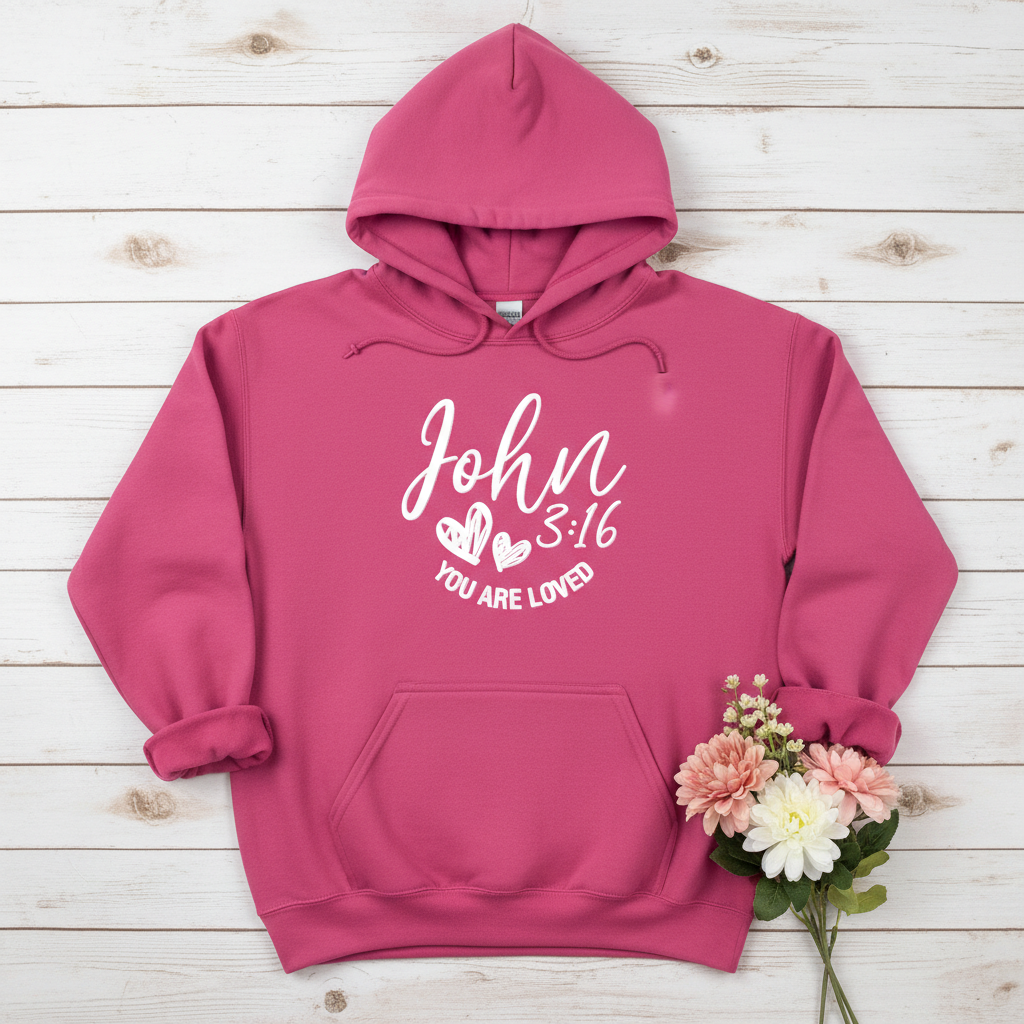 YOU ARE LOVE JOHN 3:16 - MEDIUM-HEAVY WEIGHT HOODIE