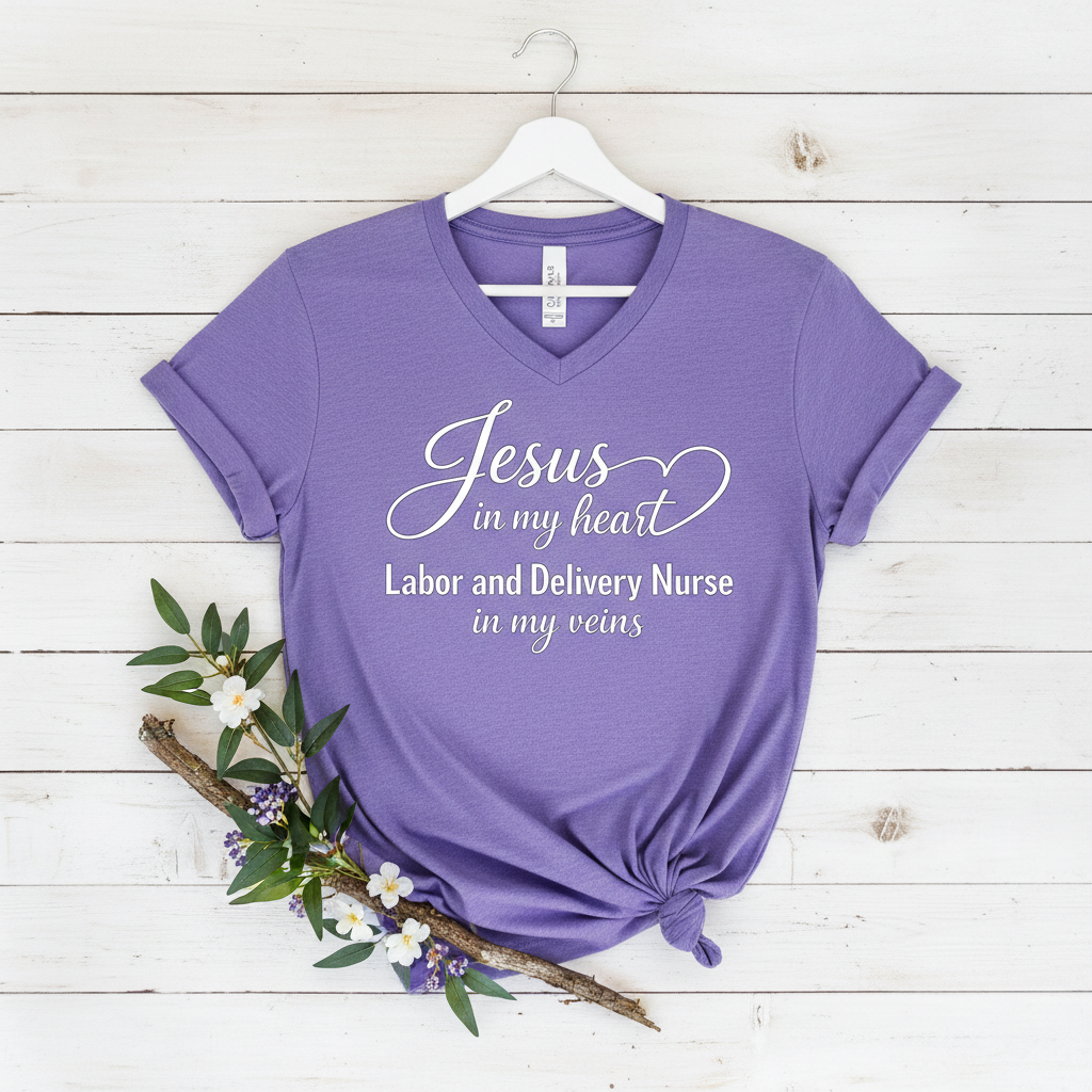 JESUS IN MY HEART - V-NECK PREMIUM T-SHIRT