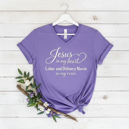 JESUS IN MY HEART - V-NECK PREMIUM T-SHIRT