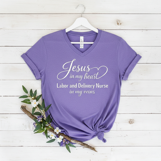 JESUS IN MY HEART - V-NECK PREMIUM T-SHIRT