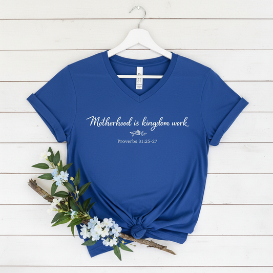 MOTHERHOOD IS KINGDOM WORK - V-NECK PREMIUM T-SHIRT