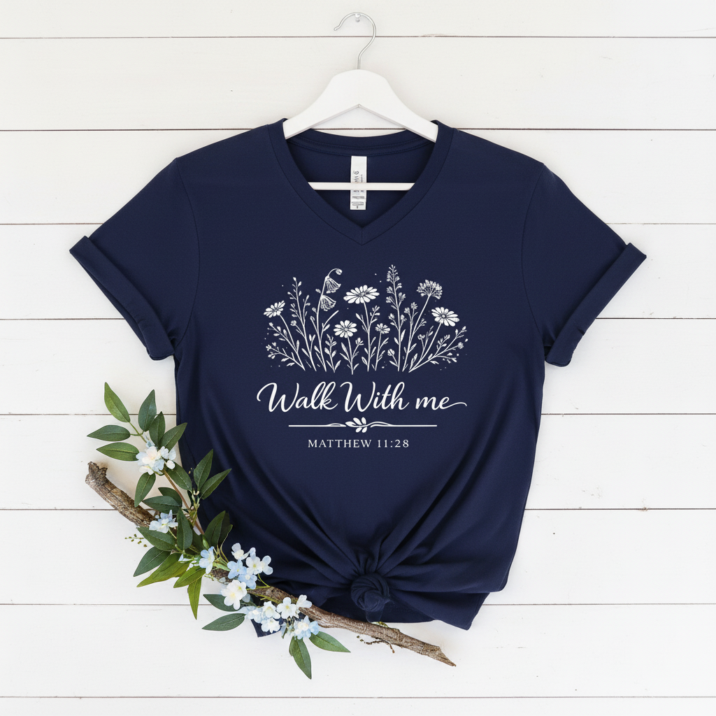 WALK WITH ME - V-NECK PREMIUM T-SHIRT