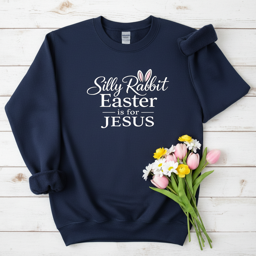 SILLY RABBIT EASTER IS FOR JESUS - MEDIUM-HEAVY WEIGHT SWEATSHIRT