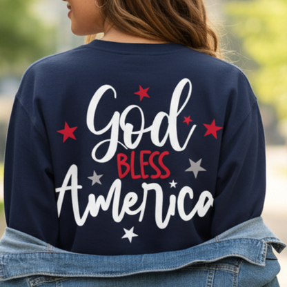 GOD BLESS AMERICA PATRIOTIC -MEDIUM-HEAVY WEIGHT SWEATSHIRT