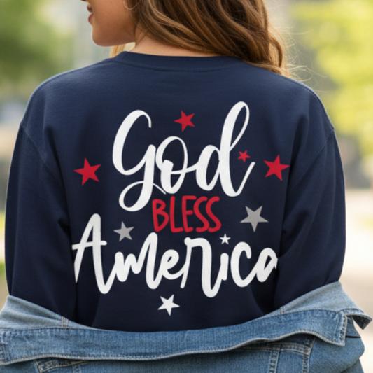 GOD BLESS AMERICA PATRIOTIC -MEDIUM-HEAVY WEIGHT SWEATSHIRT