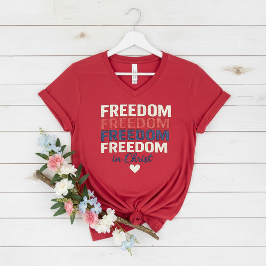 FREEDOM IN CHRIST - PREMIUM V-NECK T-SHIRT