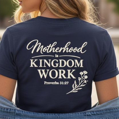 MOTHERHOOD IS KINGDOM WORK FLORAL - V-NECK PREMIUM T-SHIRT