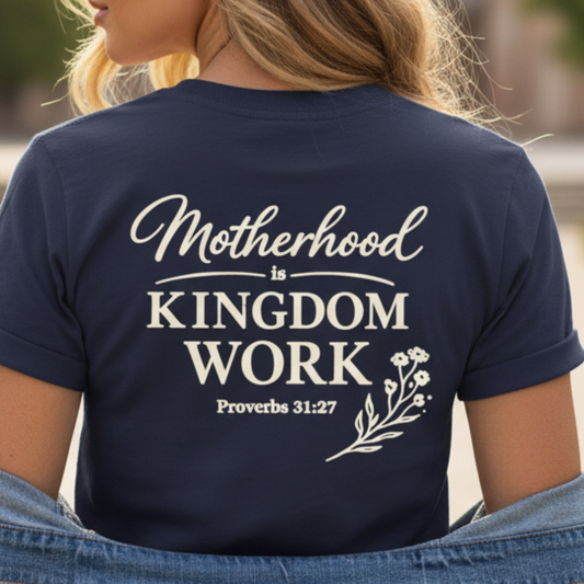 MOTHERHOOD IS KINGDOM WORK FLORAL - V-NECK PREMIUM T-SHIRT