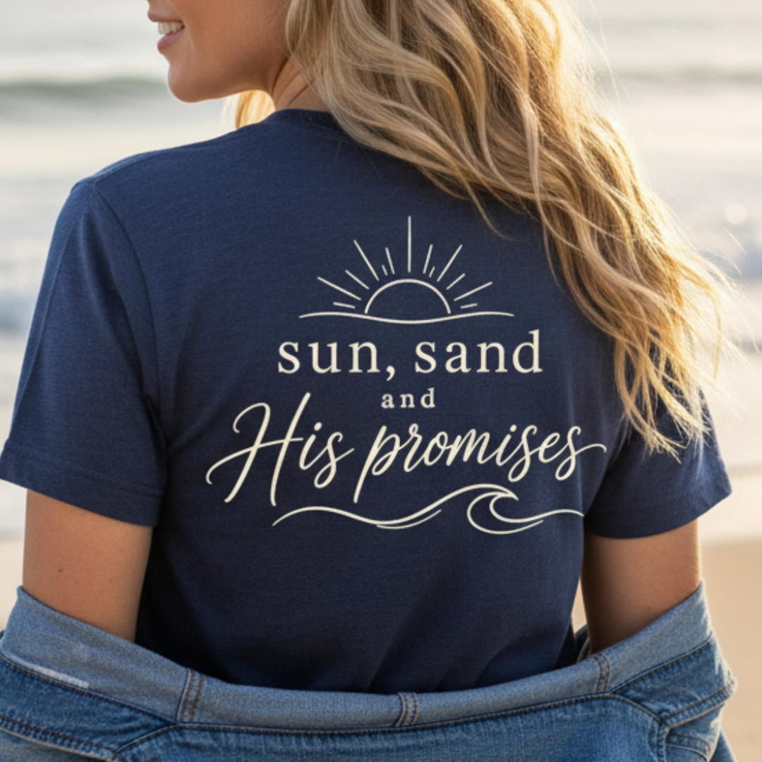 SUN SAND HIS PROMISES - V-NECK PREMIUM T-SHIRT