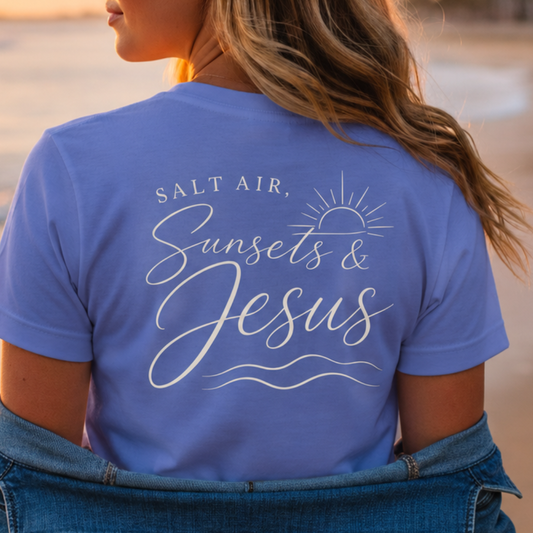 SALT AIR, SUNSET, JESUS - PREMIUM T-SHIRT