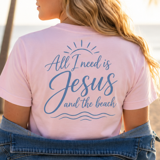 ALL I NEED IS JESUS AND THE BEACH F/B - PREMIUM T-SHIRT