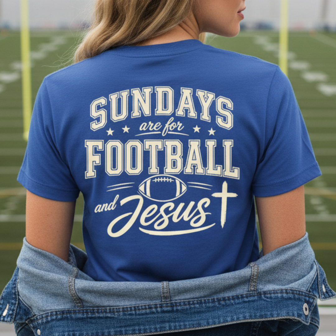 SUNDAYS ARE FOR FOOTBALL AND JESUS - PREMIUM T-SHIRT
