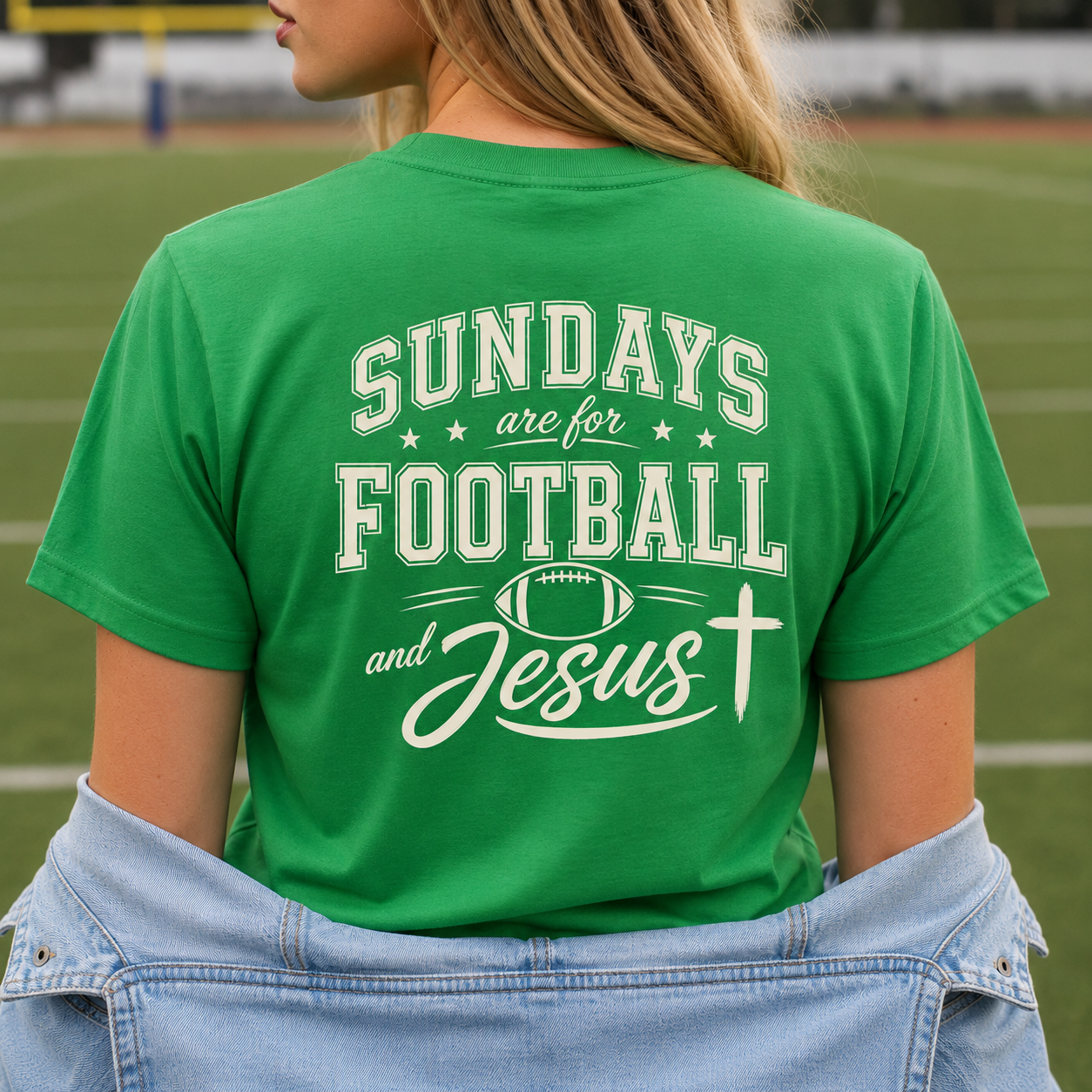SUNDAYS ARE FOR FOOTBALL AND JESUS - PREMIUM T-SHIRT