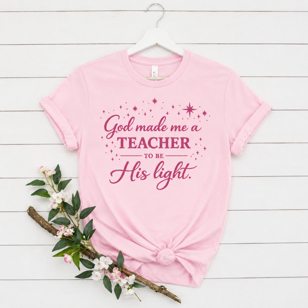 GOD MADE ME A TEACHER/FRONT ONLY - PREMIUM-T-SHIRT